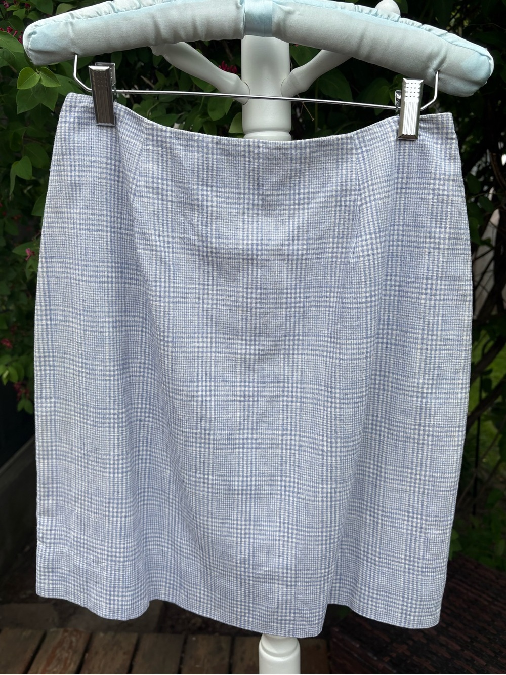 Vintage 80s Light Blue Plaid Skirt